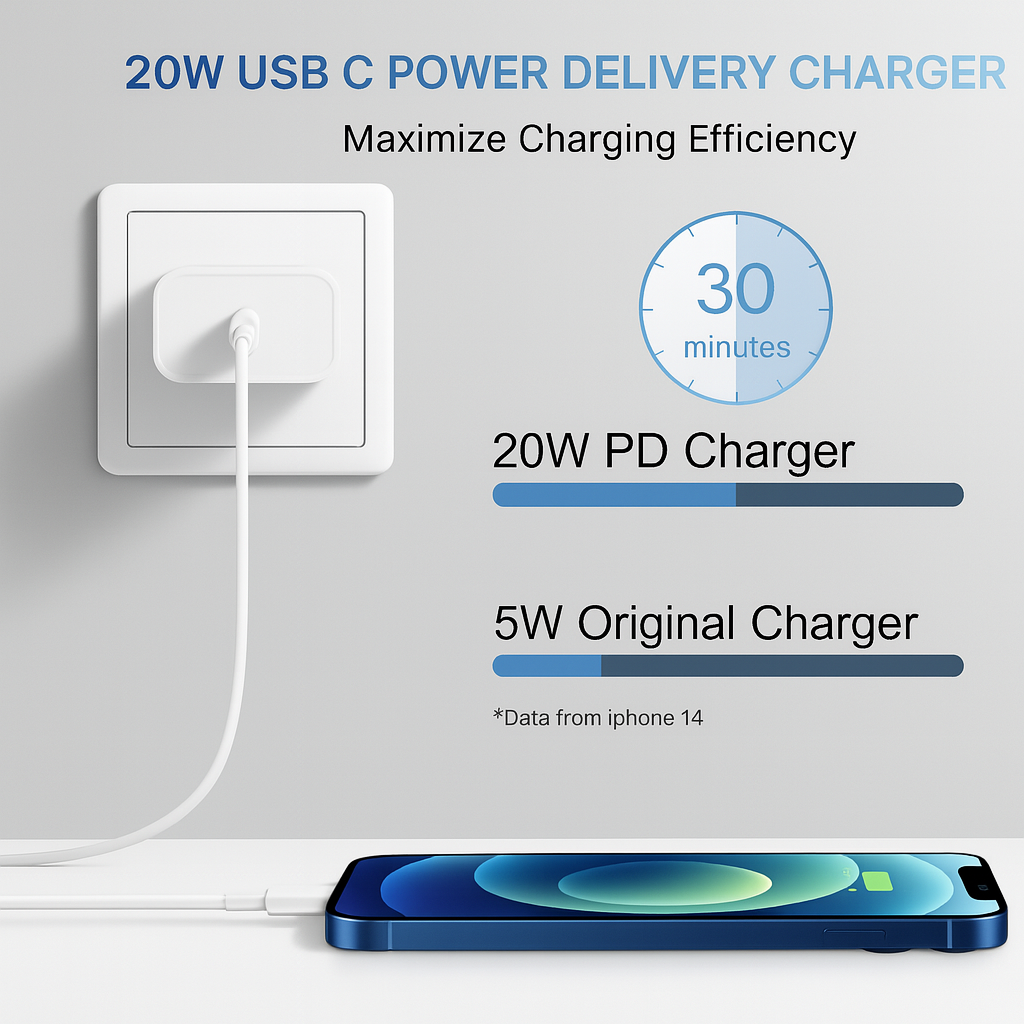 Cargador Rápido USB-C + Cable Lightning – 20W